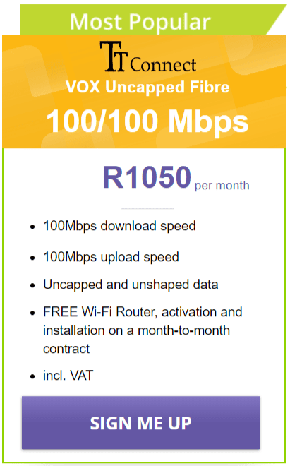 Vox TT Connect Fibre 100/100 Mbps Package